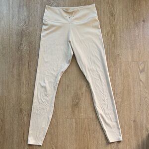 Nike Dri-FIT Ribbed Leggings Beige High Rise Workout Training Size M